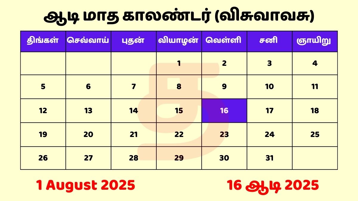 01 August 2025 Tamil Daily Calendar PDF Download