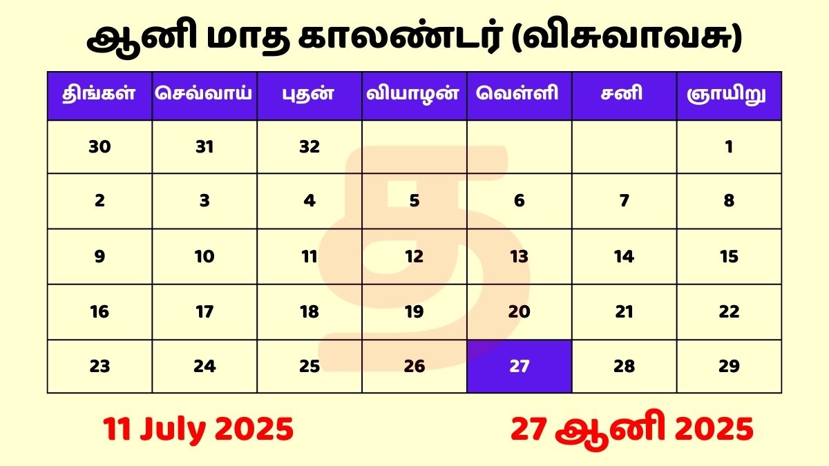 11 July 2025 Tamil Calendar PDF Download