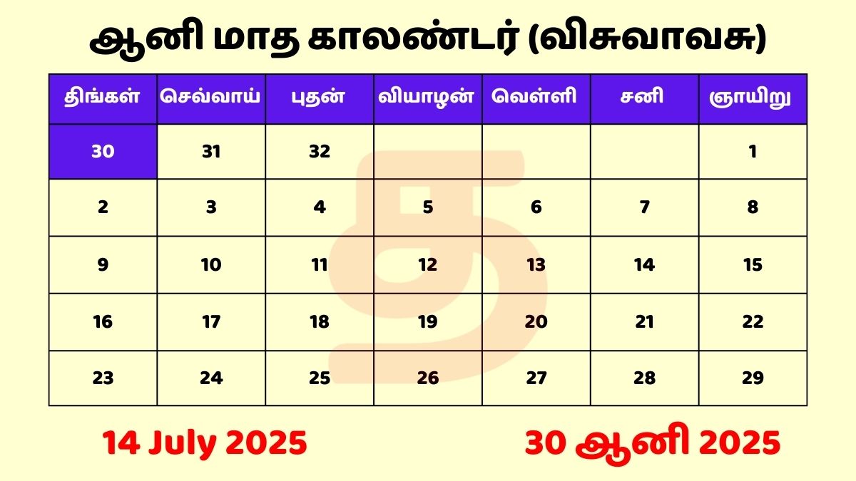 14 July 2025 Tamil Calendar PDF Download