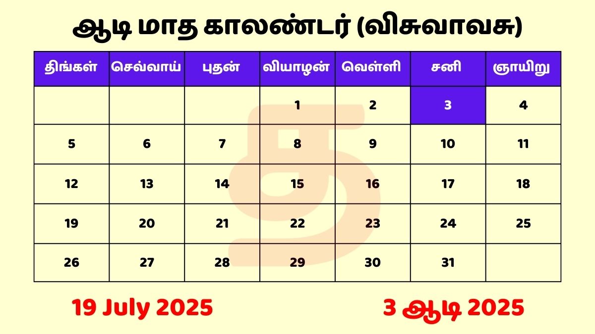 19 July 2025 Tamil Calendar PDF Download