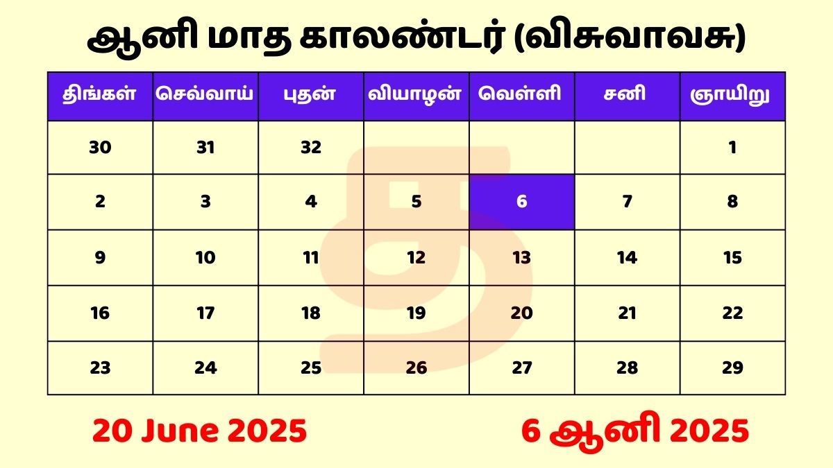 20 June 2025 Tamil Panchangam with Tamil Calendar