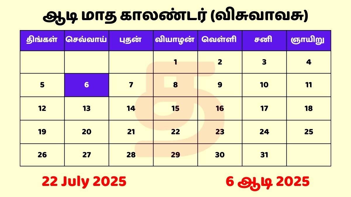 22 July 2025 Tamil Calendar PDF Download
