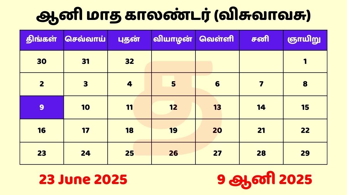 23 June 2025 Tamil Panchangam with Tamil Calendar