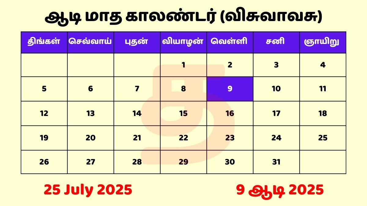 25 July 2025 Tamil Calendar PDF Download