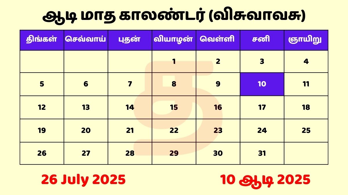 26 July 2025 Tamil Calendar PDF Download