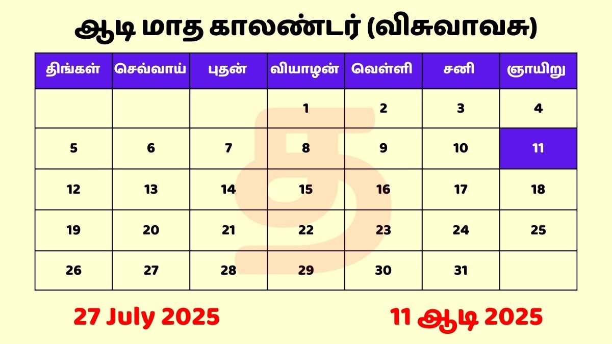 27 July 2025 Tamil Calendar PDF Download