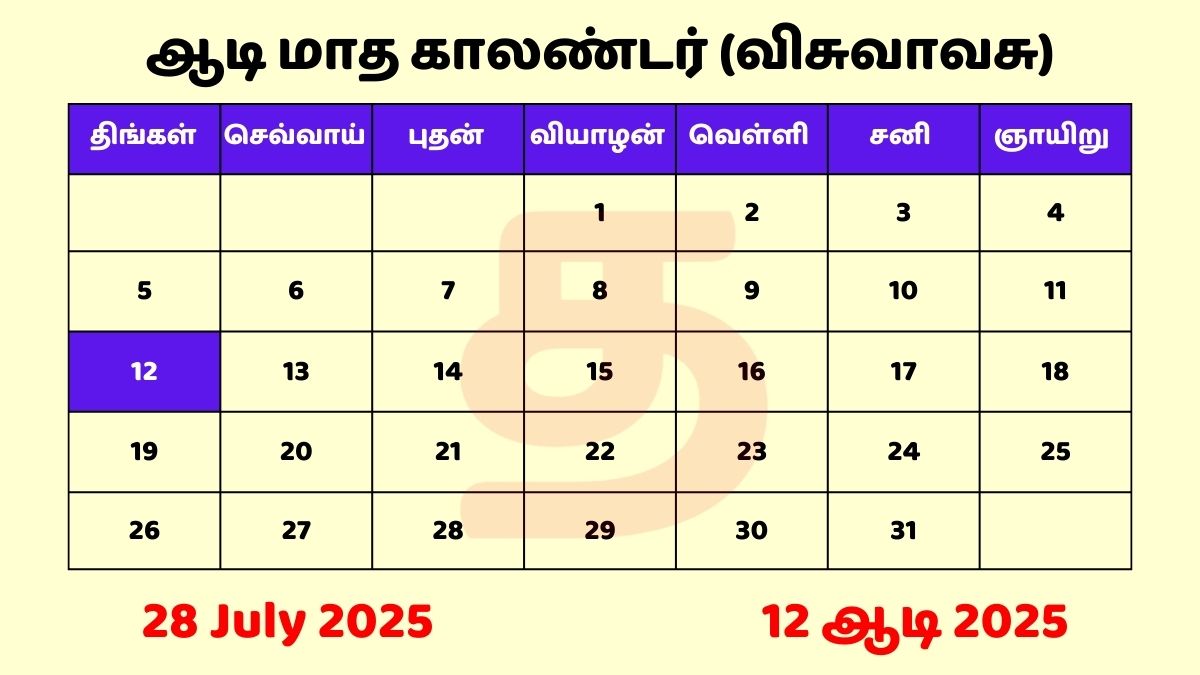 28 July 2025 Tamil Calendar PDF Download