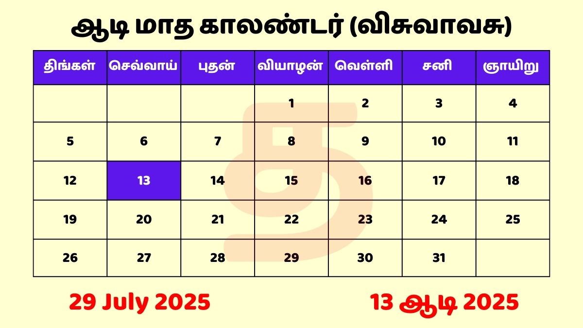 29 July 2025 Tamil Calendar PDF Download