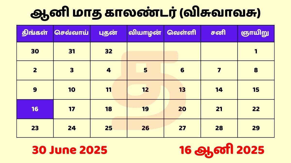 30 June 2025 Tamil Panchangam with Tamil Calendar